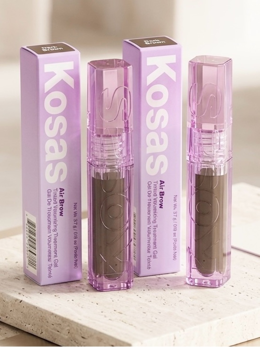 Kosas Air Brow Tinted Volumizing Treatment Gel in 'Dark Brown' - Set of 2